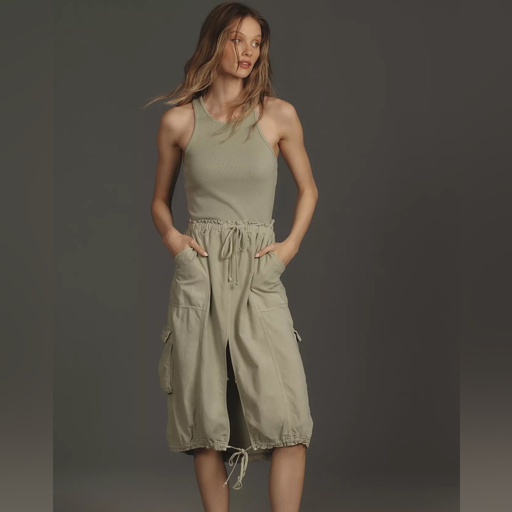 Daily Practice by Anthropologie - Twofer Cargo Midi Dress- Color Moss - Size XS